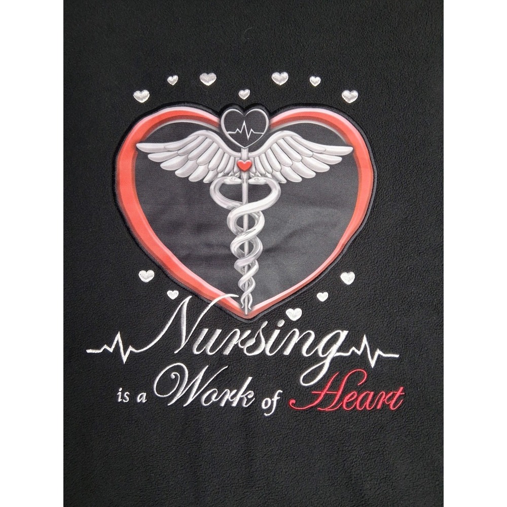 Bradford‎ Exchange Nursing Fleece Jacket 2X Black Zip Up Work of Heart Nurse